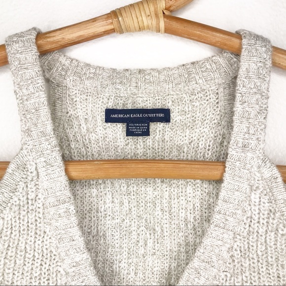 AE Women's Gray Cold Shoulder Zipper Sweater XS - Picture 5 of 8